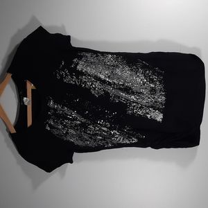 NWT INTERI Black/ Silver & GRAY  blouse SZ S